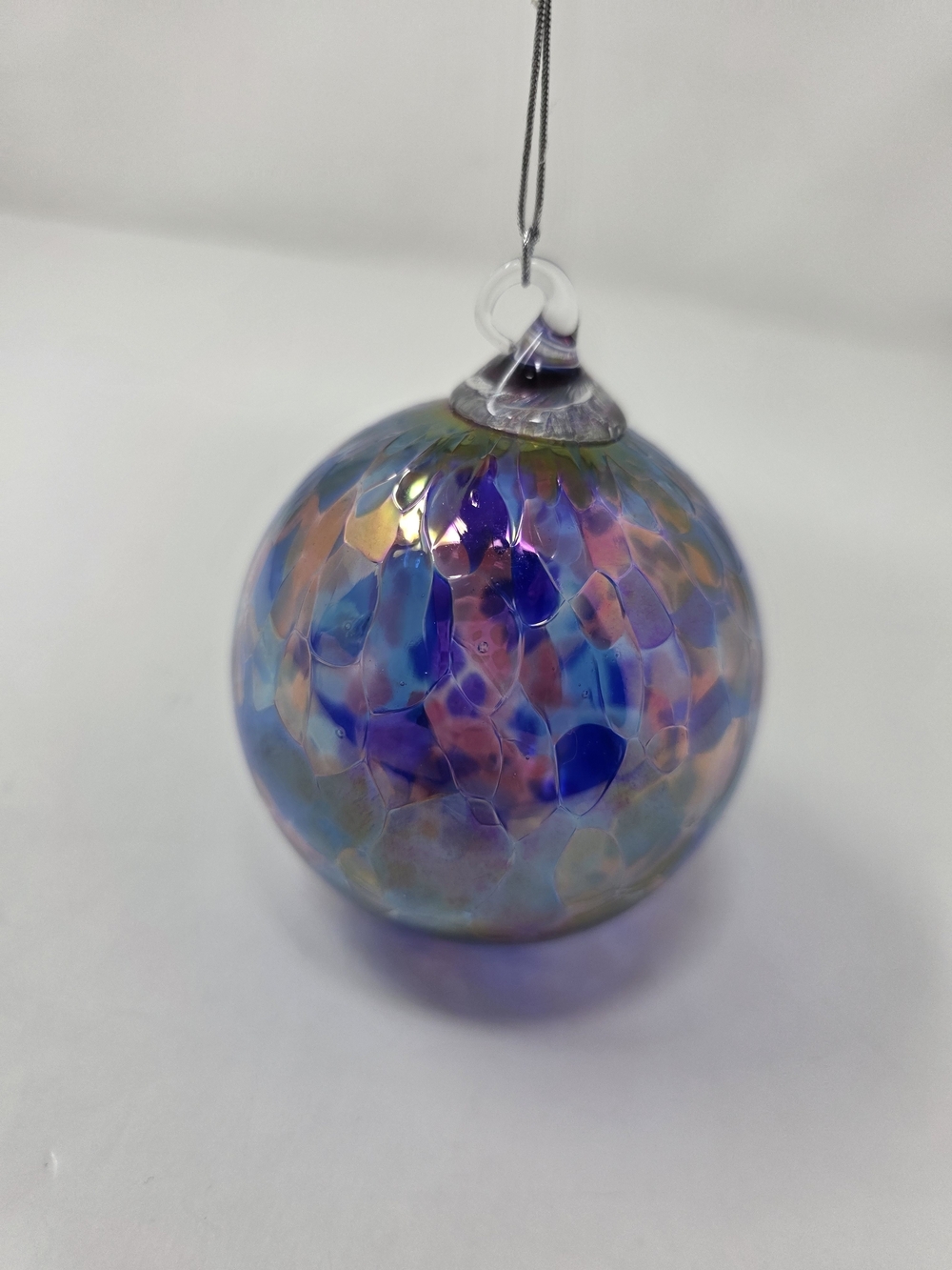 Kitras Art Class multi Calico Art Glass Iridescent Multicolor Hanging Ornament
